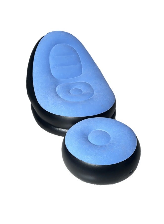 FEND 2-In-1 Inflatable Lounge Chair Set with Built-In Air Pump, Portable Recliner Sofa Chair for Home, Balcony, Camping & Relaxing, Lightweight Foldable Air Sofa for Rest & Sleeping - Image 2